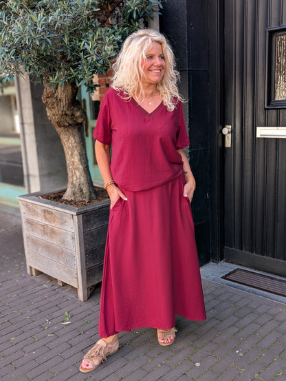 Olivia rok met zakken - Bordeaux rood