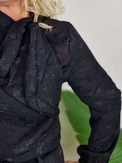 Alley strik blouse - Zwart