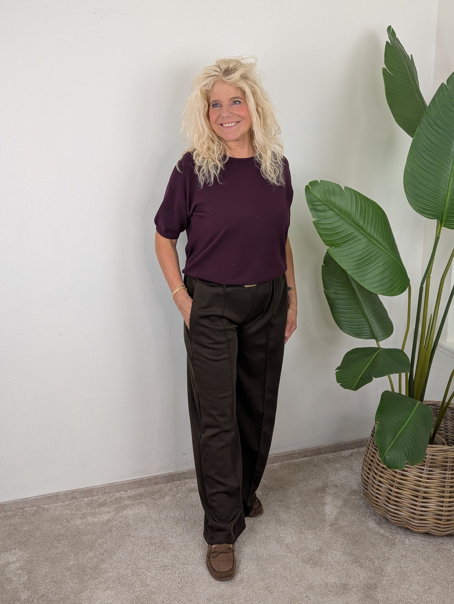 Bayli chic comfort Broek met Riem - Bruin