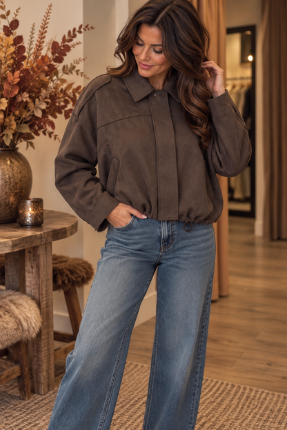 Maud suede look bomber jackets - Taupe