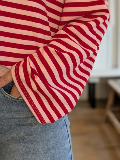 Jayne streep sweatshirt - Roze/ rood