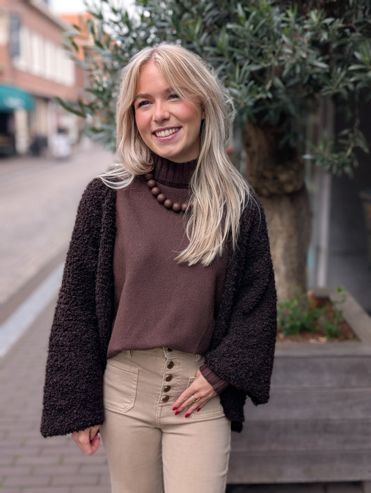 Olivia oversized vest - Bruin