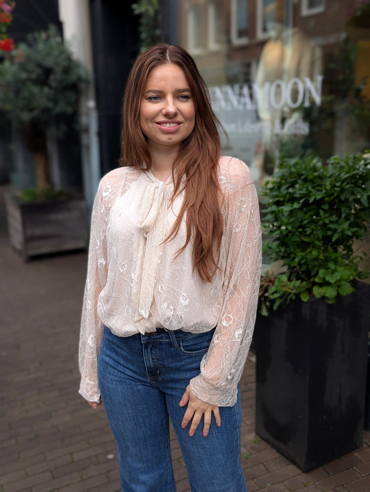 Tes kanten blouse - Beige