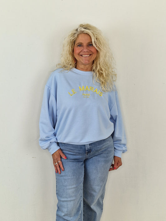 Le marais sweater - Lichtblauw/Geel