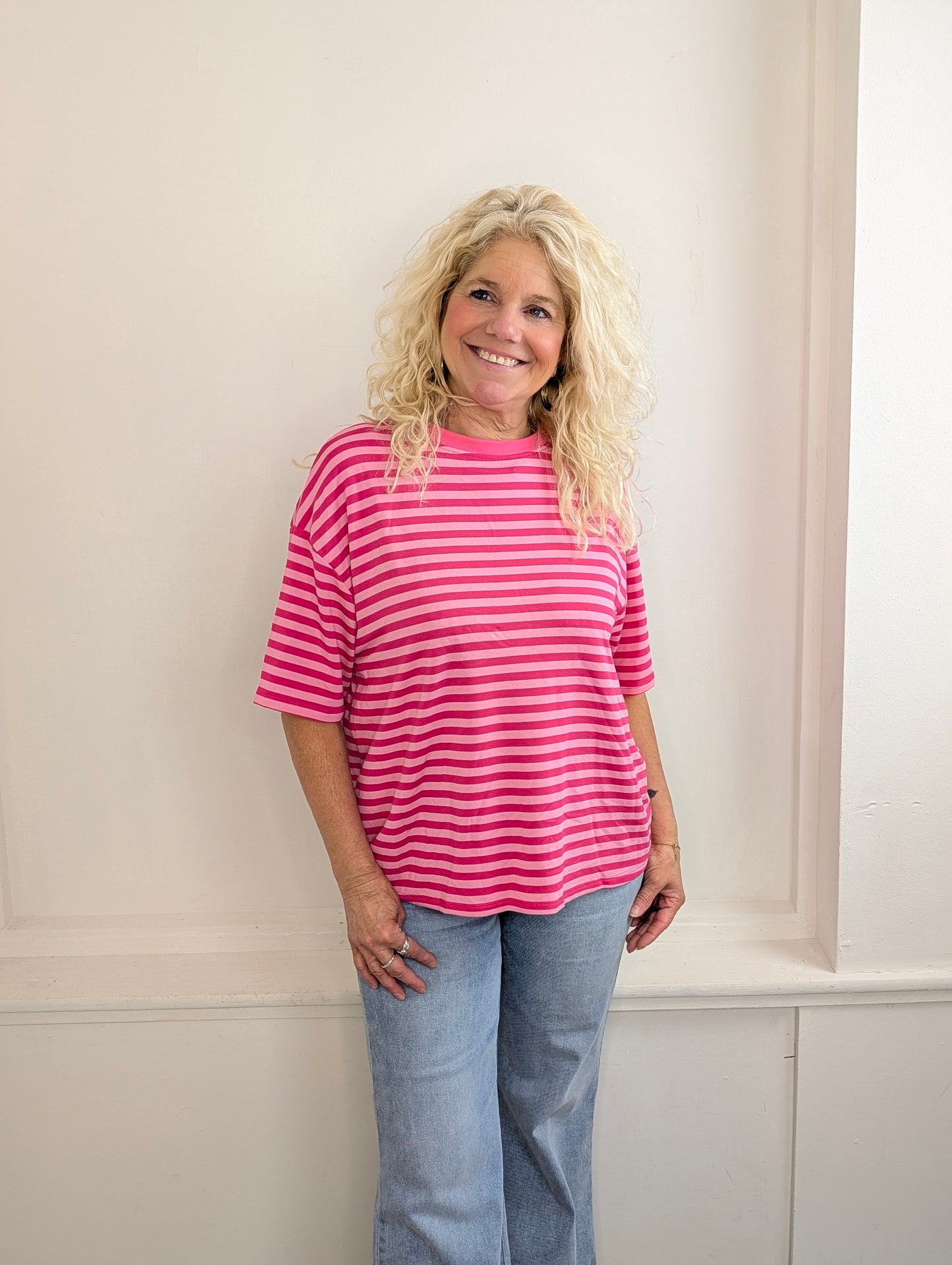Gestreept shirt Isa - Lichtroze/Roze