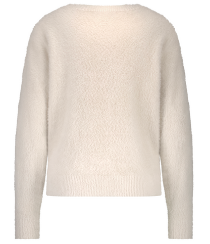 Red Button fluffy sweater - cream