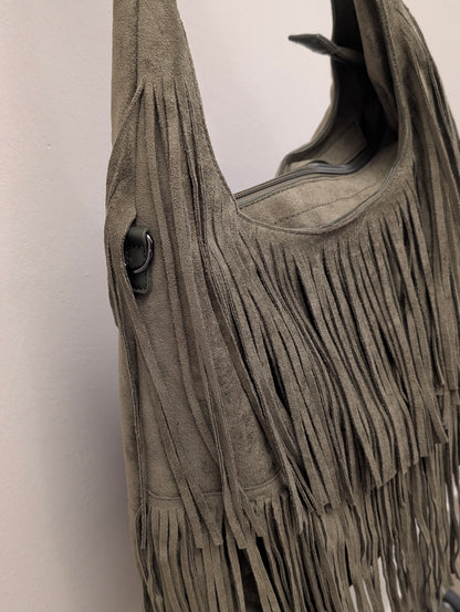 Faux Suède Fringe Bag - Groen