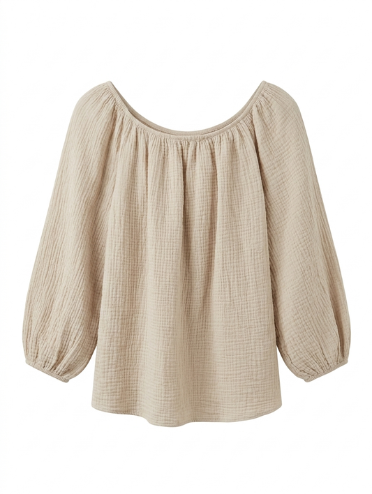 Lana Mousseline off shoulder Blouse - Beige