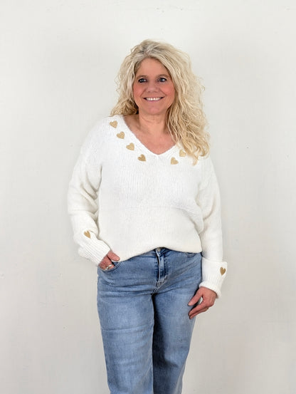 Cynthia trui gouden hartjes - Wit