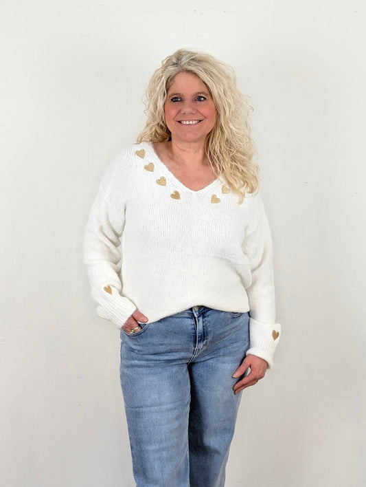 Cynthia trui gouden hartjes - Wit