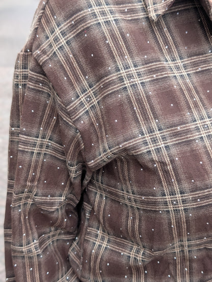 Riley Studded Check Blouse - Bruin