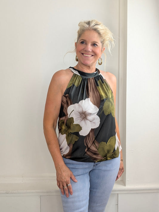 Haltertop big flower mix - Groen mix