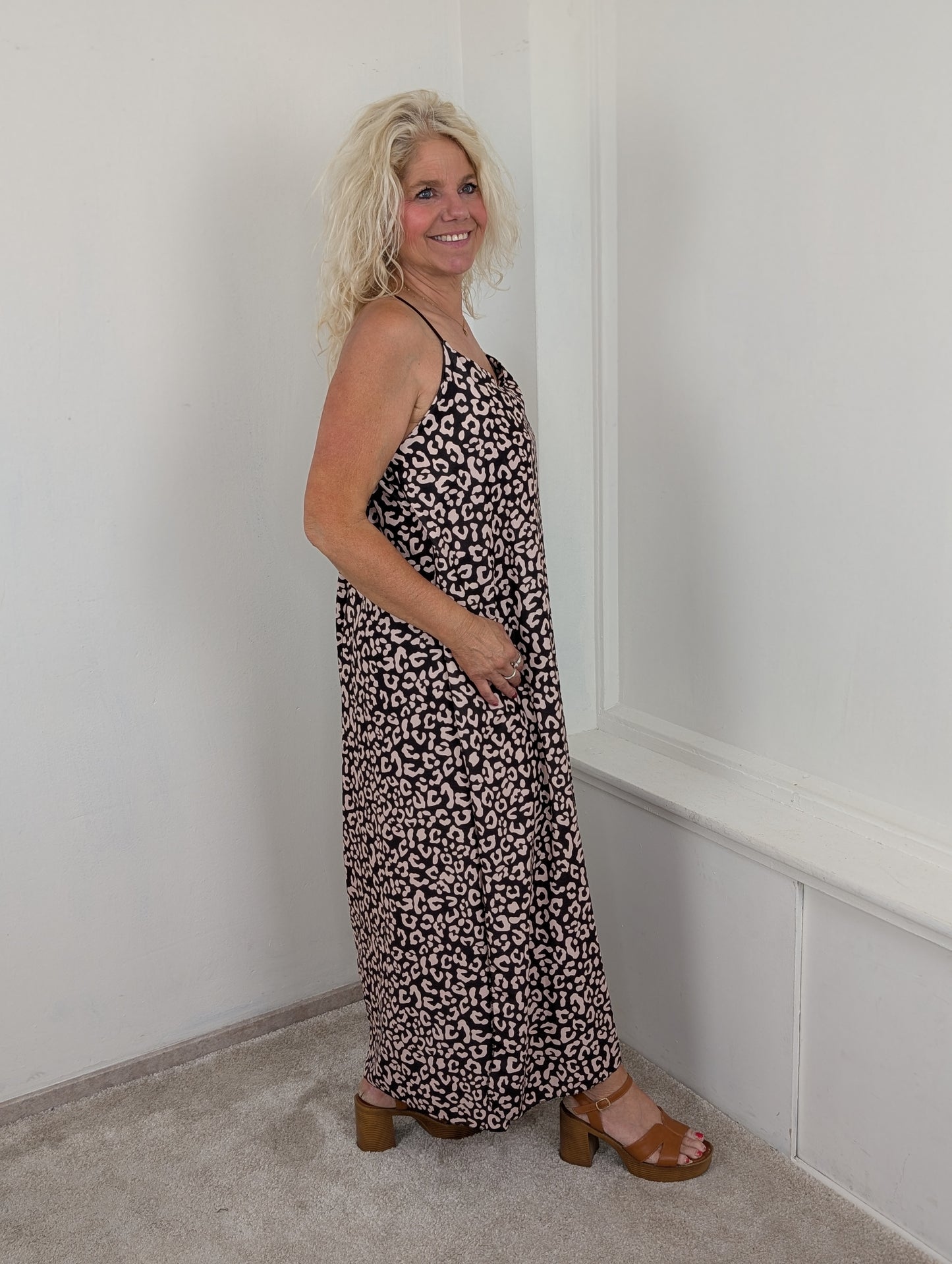 Celeste leopard maxi dress -Bruin