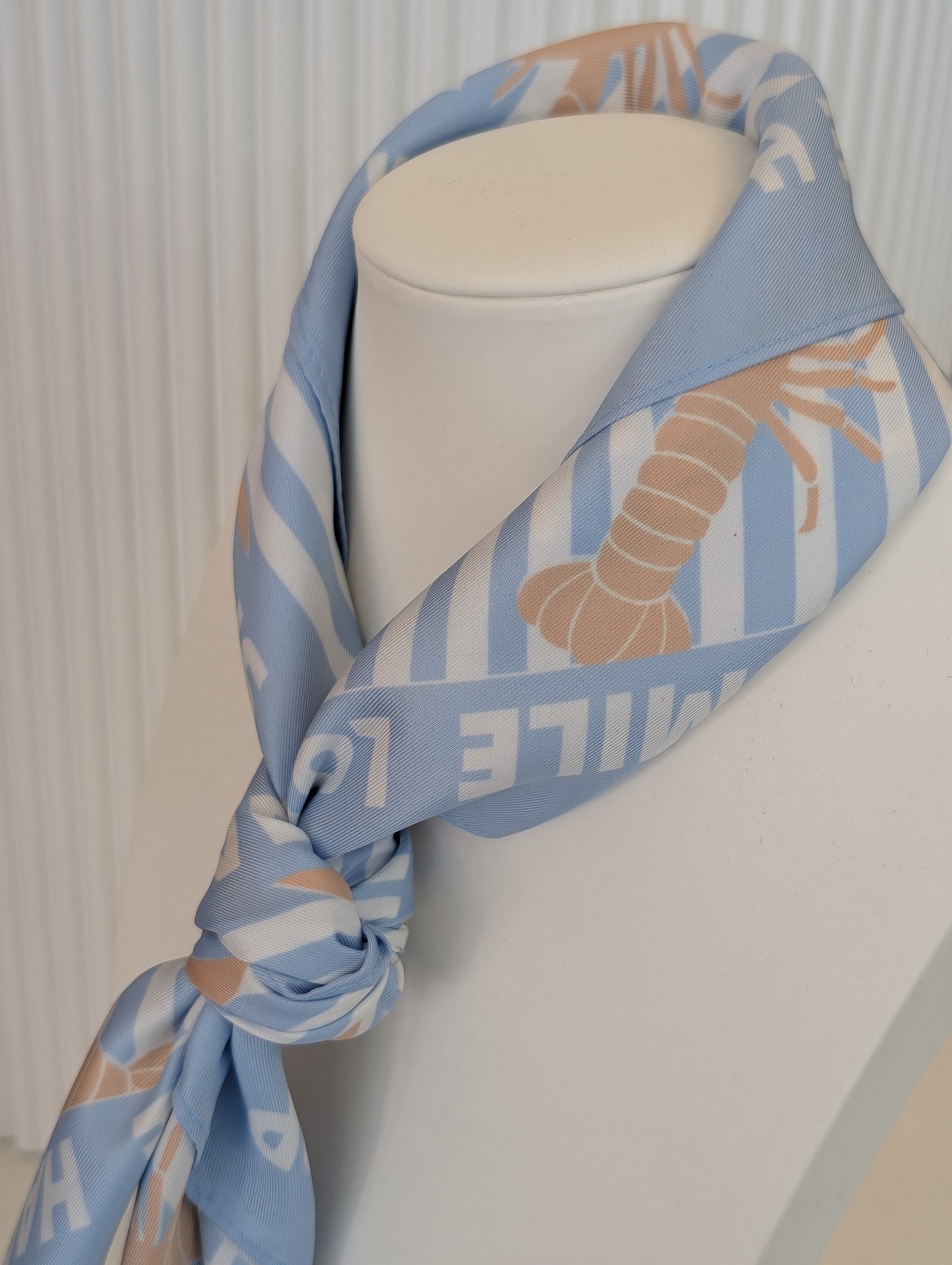 Kreeft sjaal - Beige  / blauw / off white