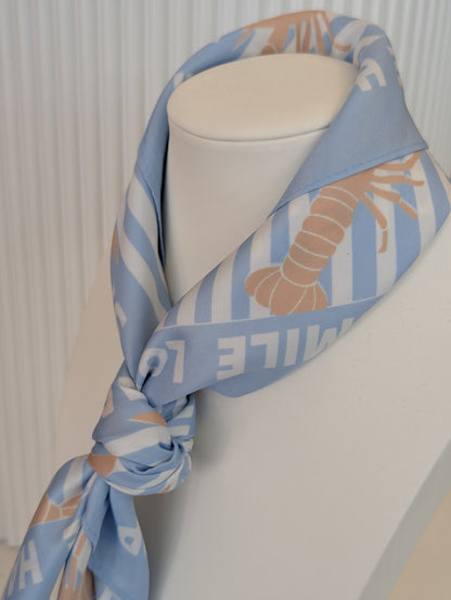 Kreeft sjaal - Beige  / blauw / off white