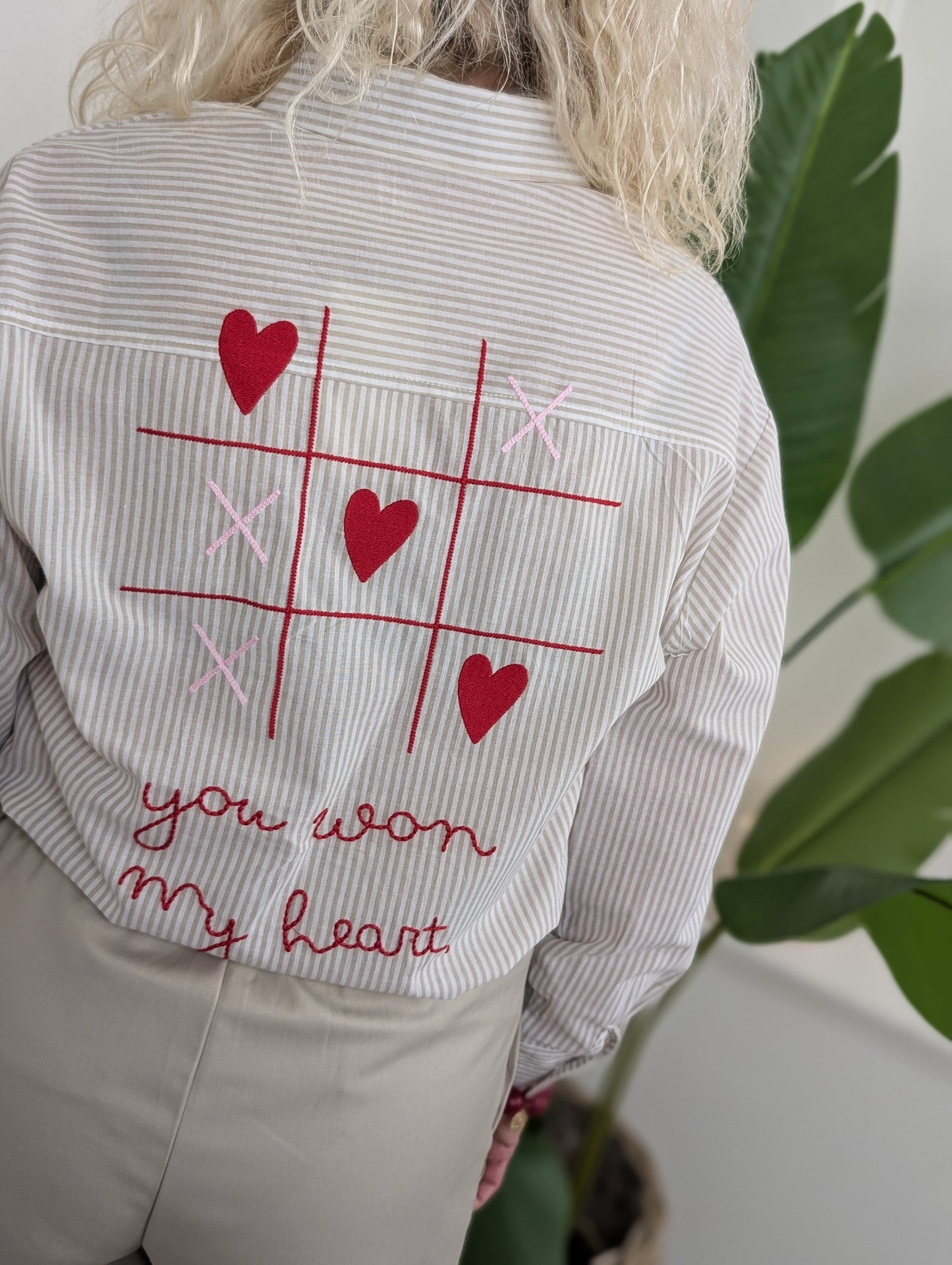 You won my heart katoenen blouse - Beige/Wit