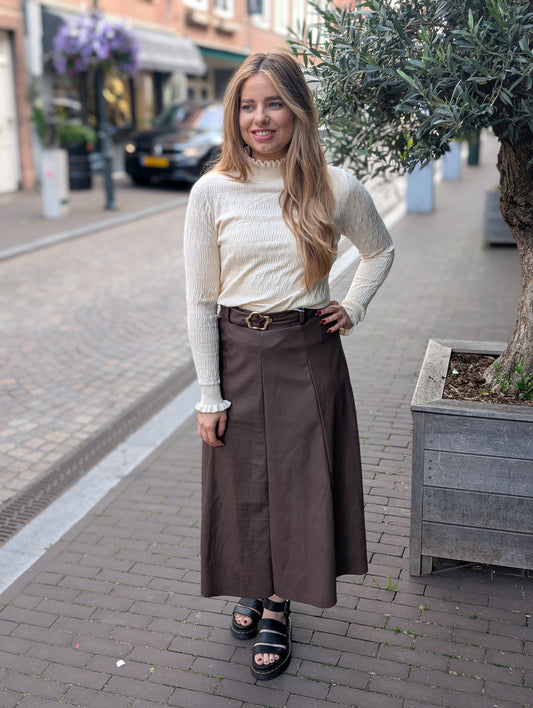 Zus leather look rok - Bruin