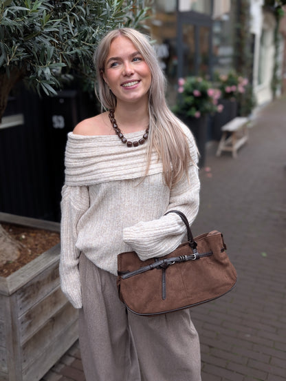 Apany off sholder trui - Creme
