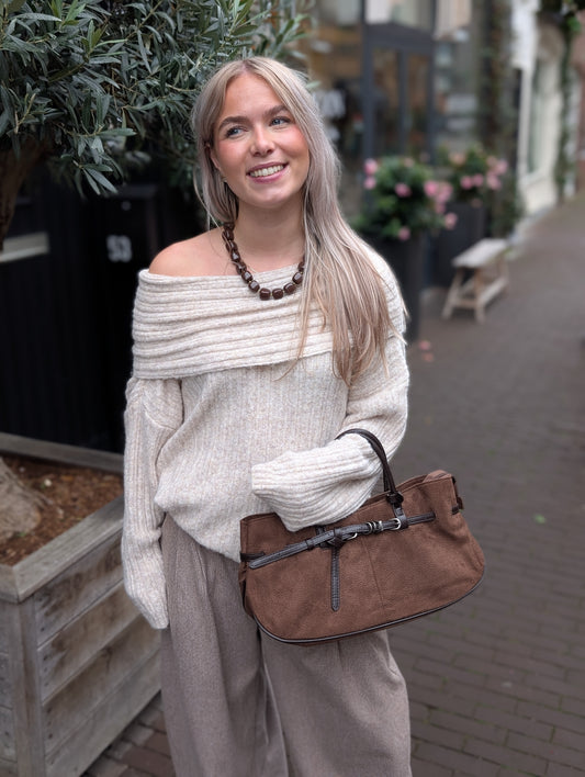 Apany off sholder trui - Creme