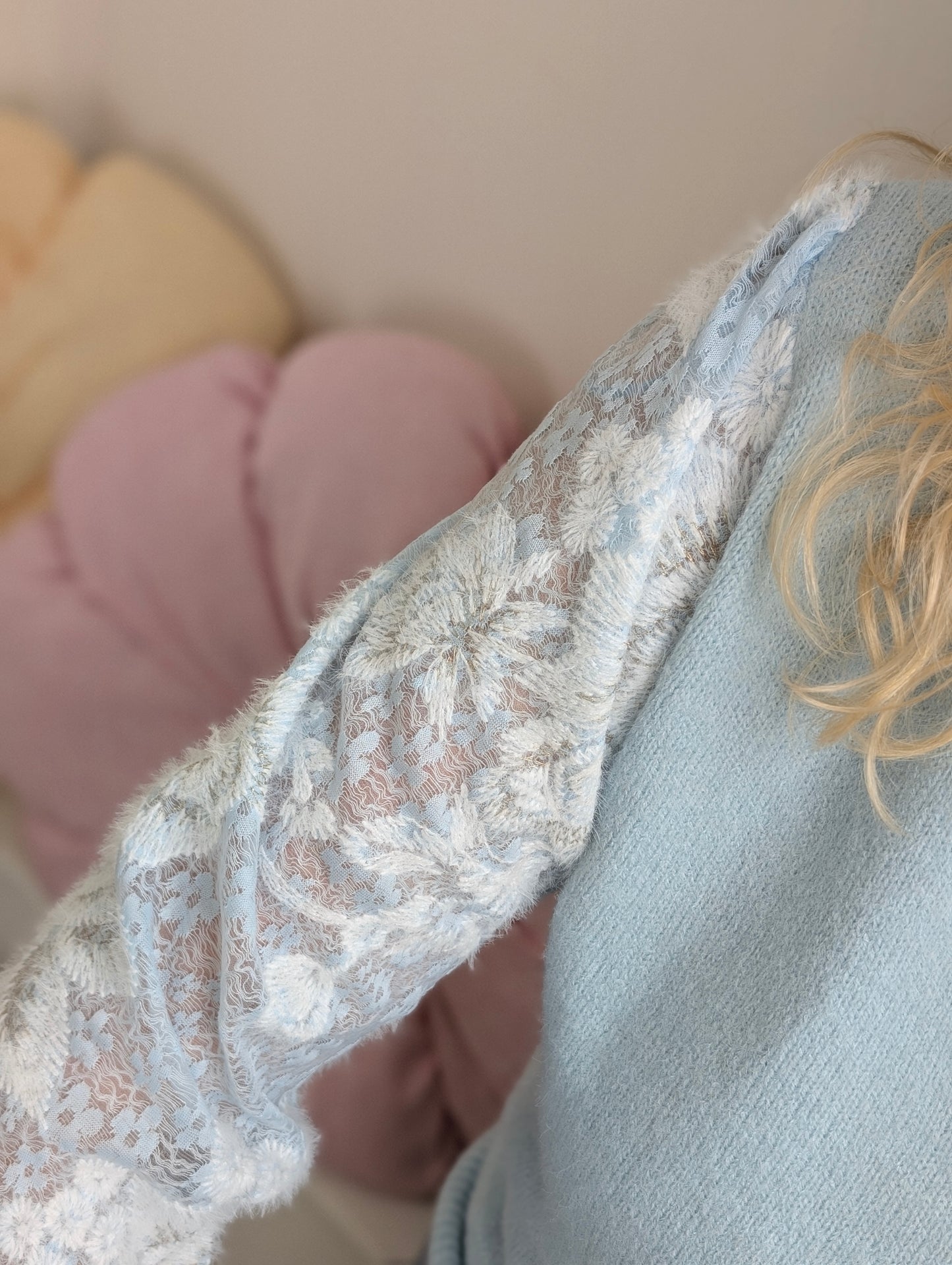 Dolly Kanten Mouw Trui - Blauw