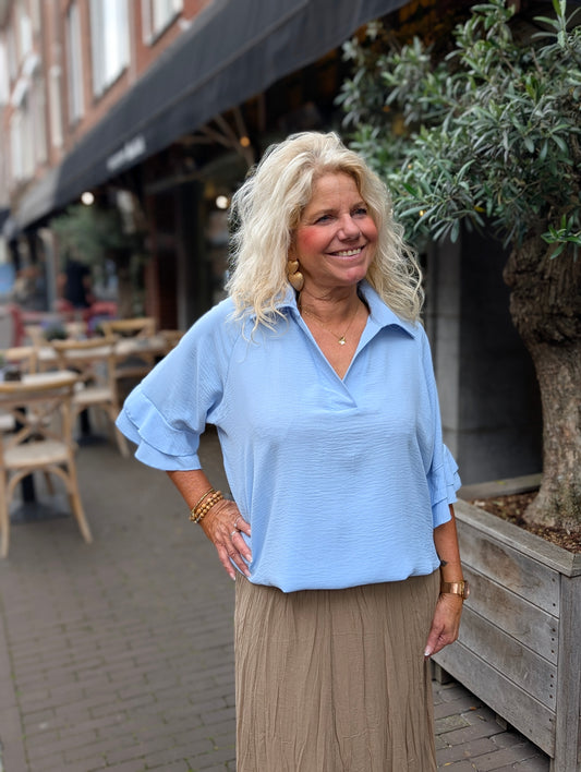 Suzy blouse ruffle - Lichtblauw