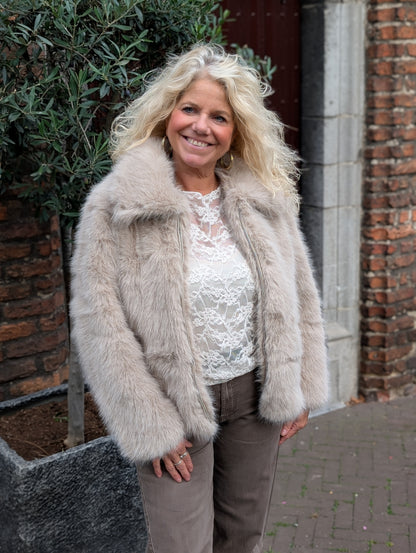Suzane faux fur jas - Beige