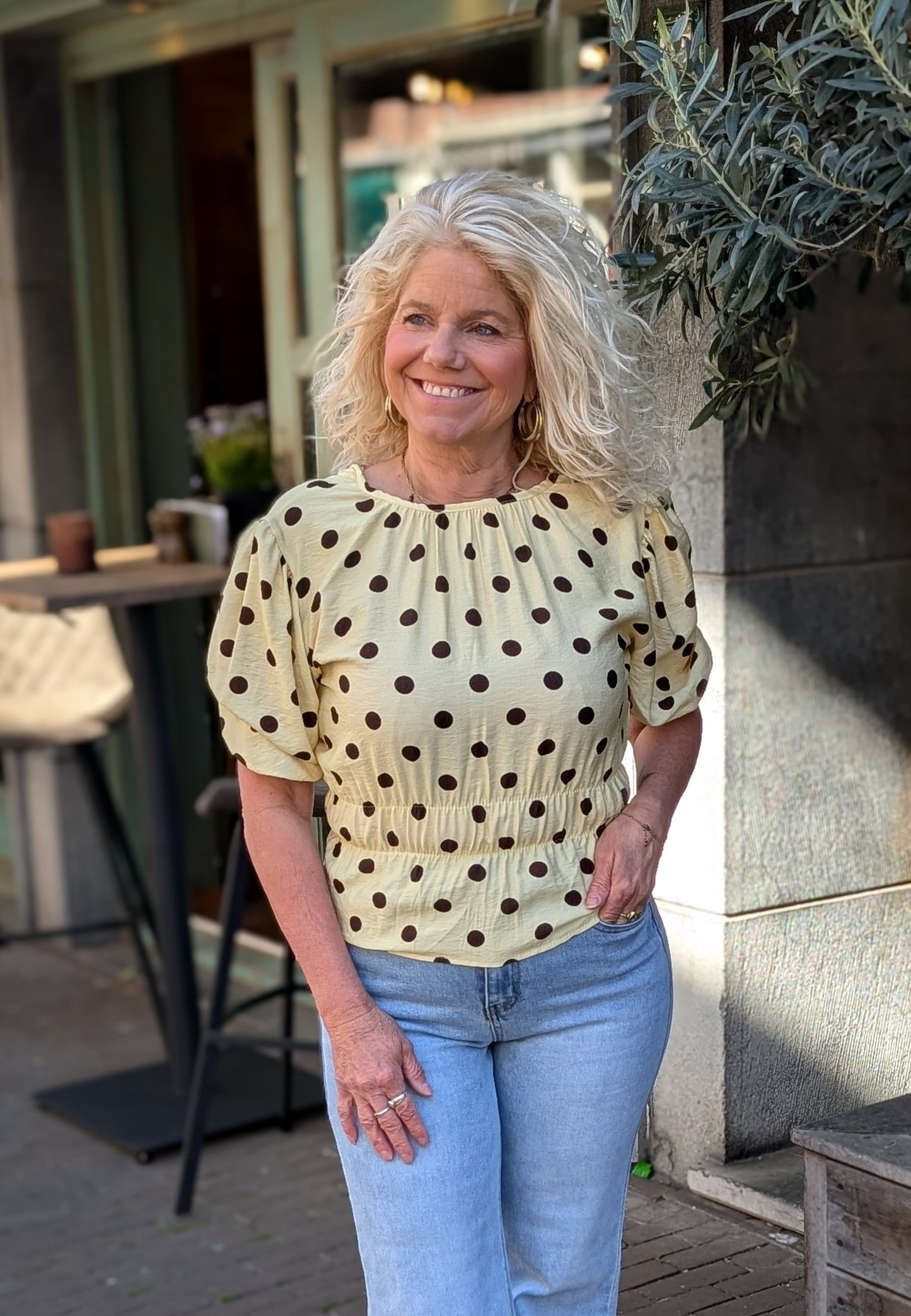 Dots blouse - Geel / bruim