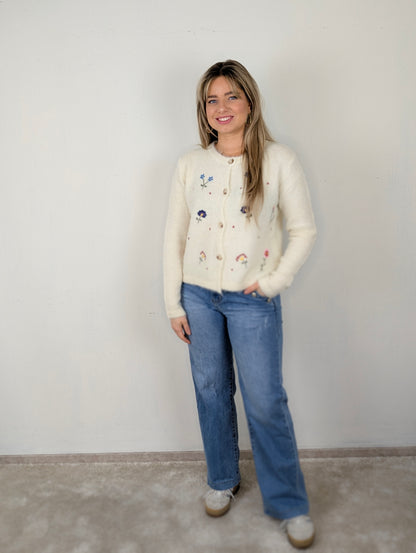 Mia flower vest - Ecru