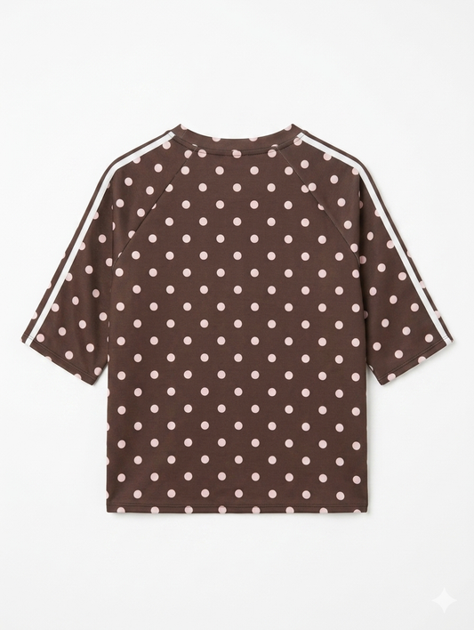 Polka Sporty Tee - Bruin/Lichtroze
