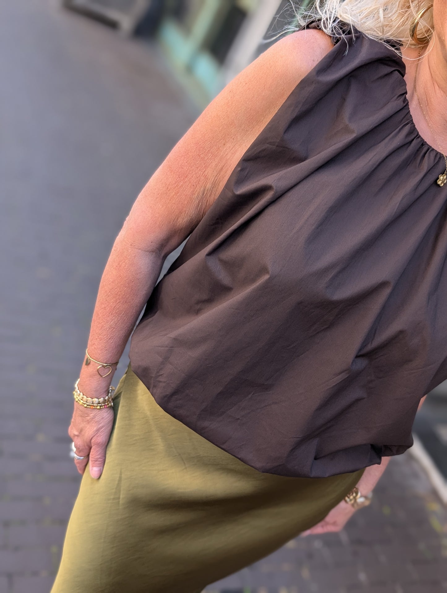 Blouse ballon top Emmy - Bruin