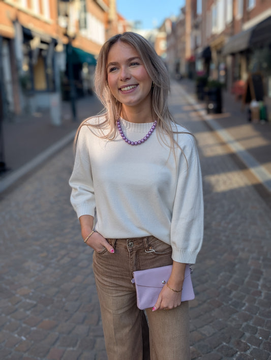 Lonne trui met korte mouw - Wit