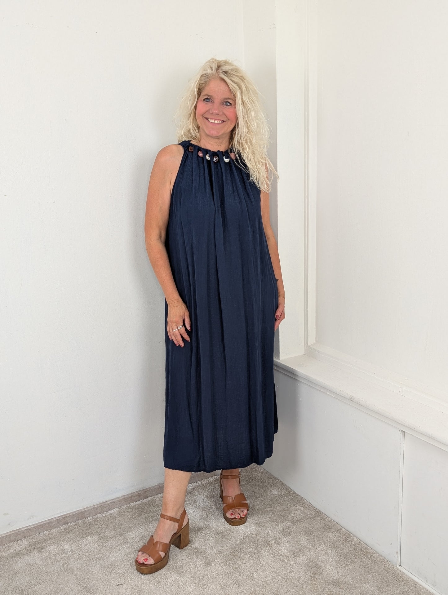 Azzura maxi dress beads - Navy