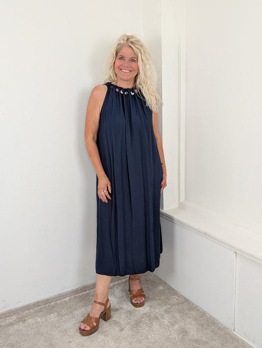 Azzura maxi dress beads - Navy