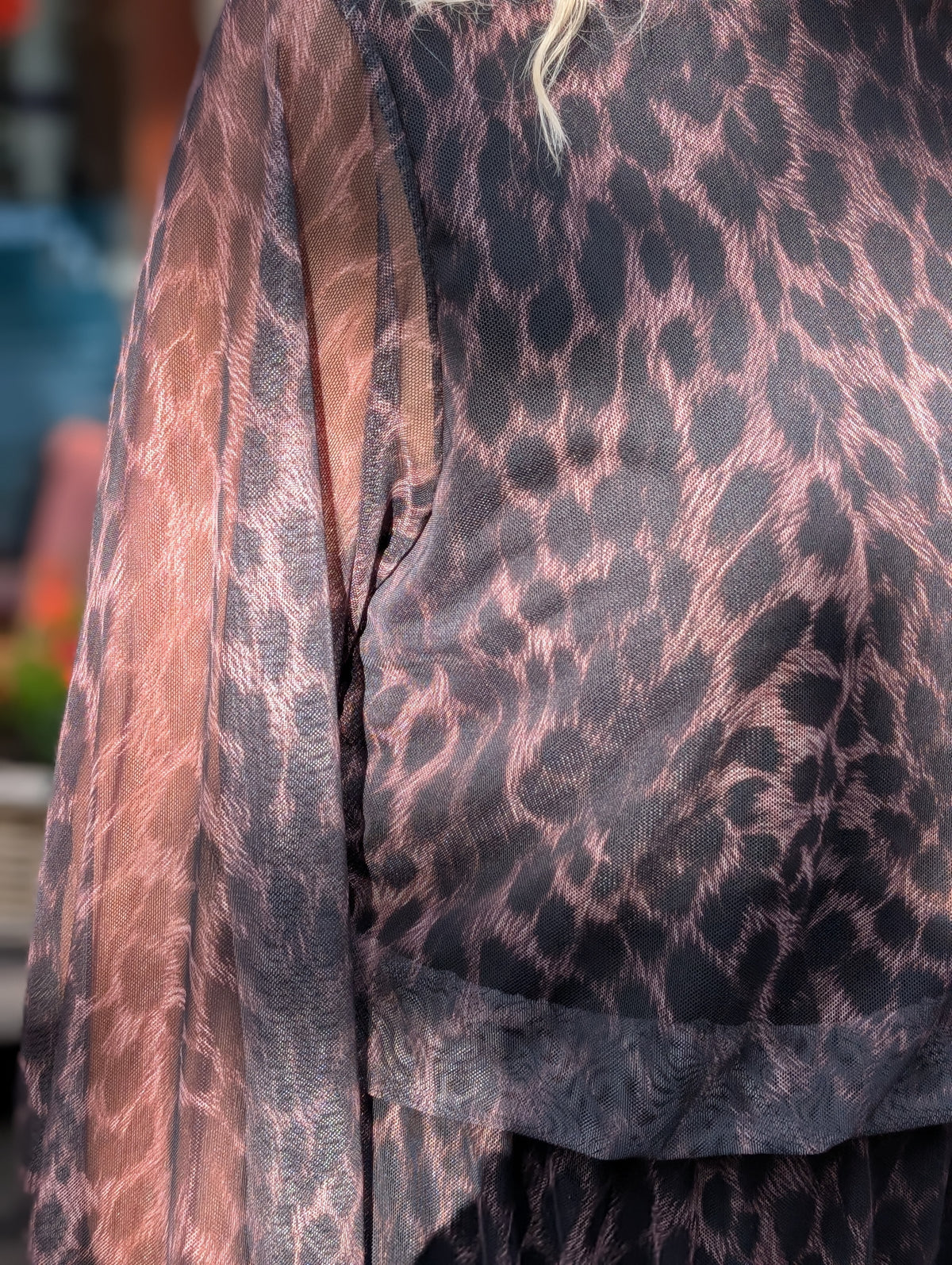 Belle panter ballon jurk - Zwart/Taupe