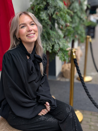 Amey strik blouse - Zwart