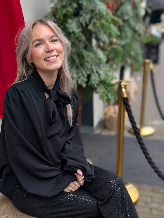 Amey strik blouse - Zwart