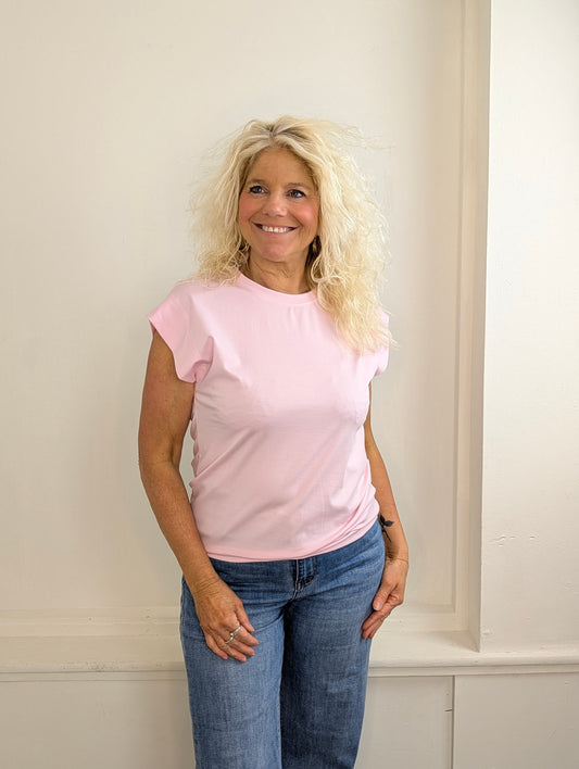 Cap sleeve top - Roze