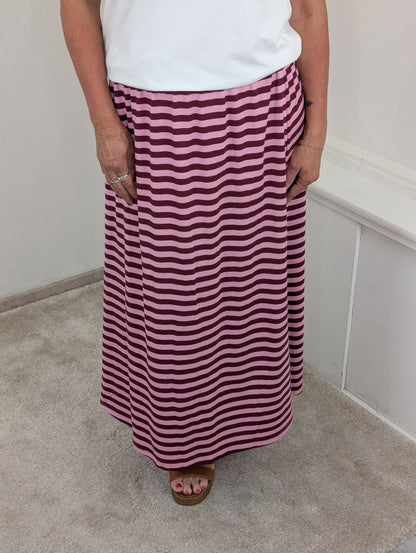 Gestreepte rok Emma - Roze/Bordeaux