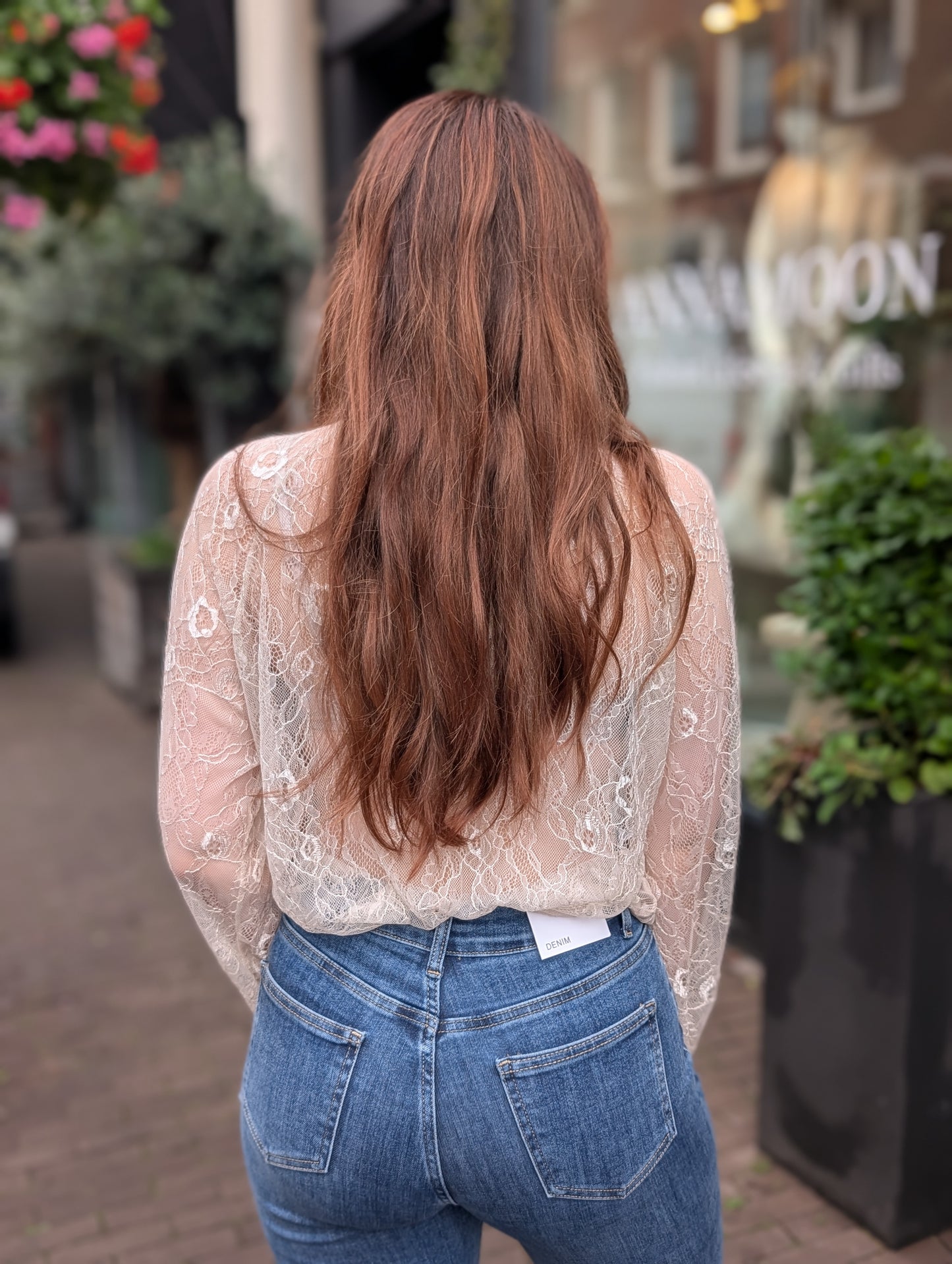 Tes kanten blouse - Beige