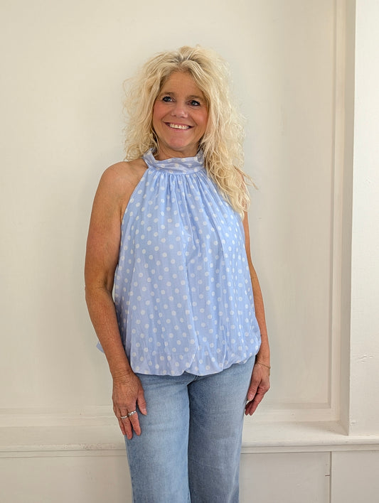 Polkadot ballon top - Lichtblauw