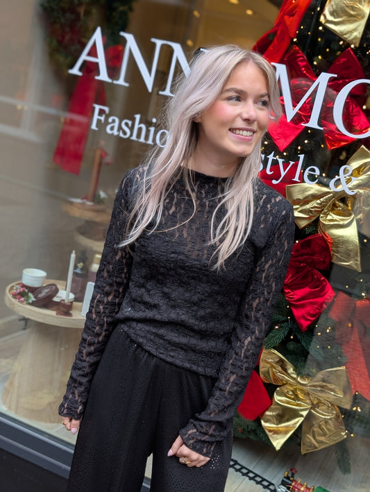 Vallery kanten top - Zwart