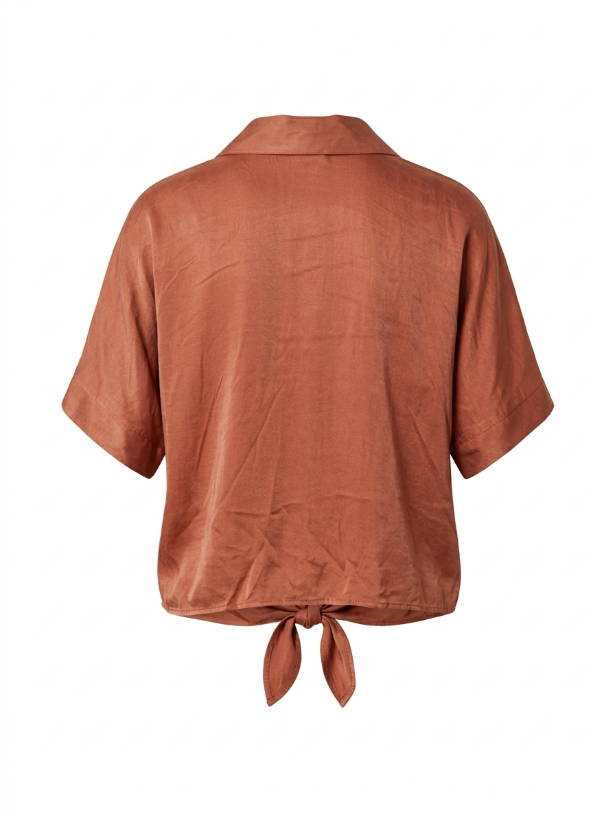 Satin knoop blouse - Copper