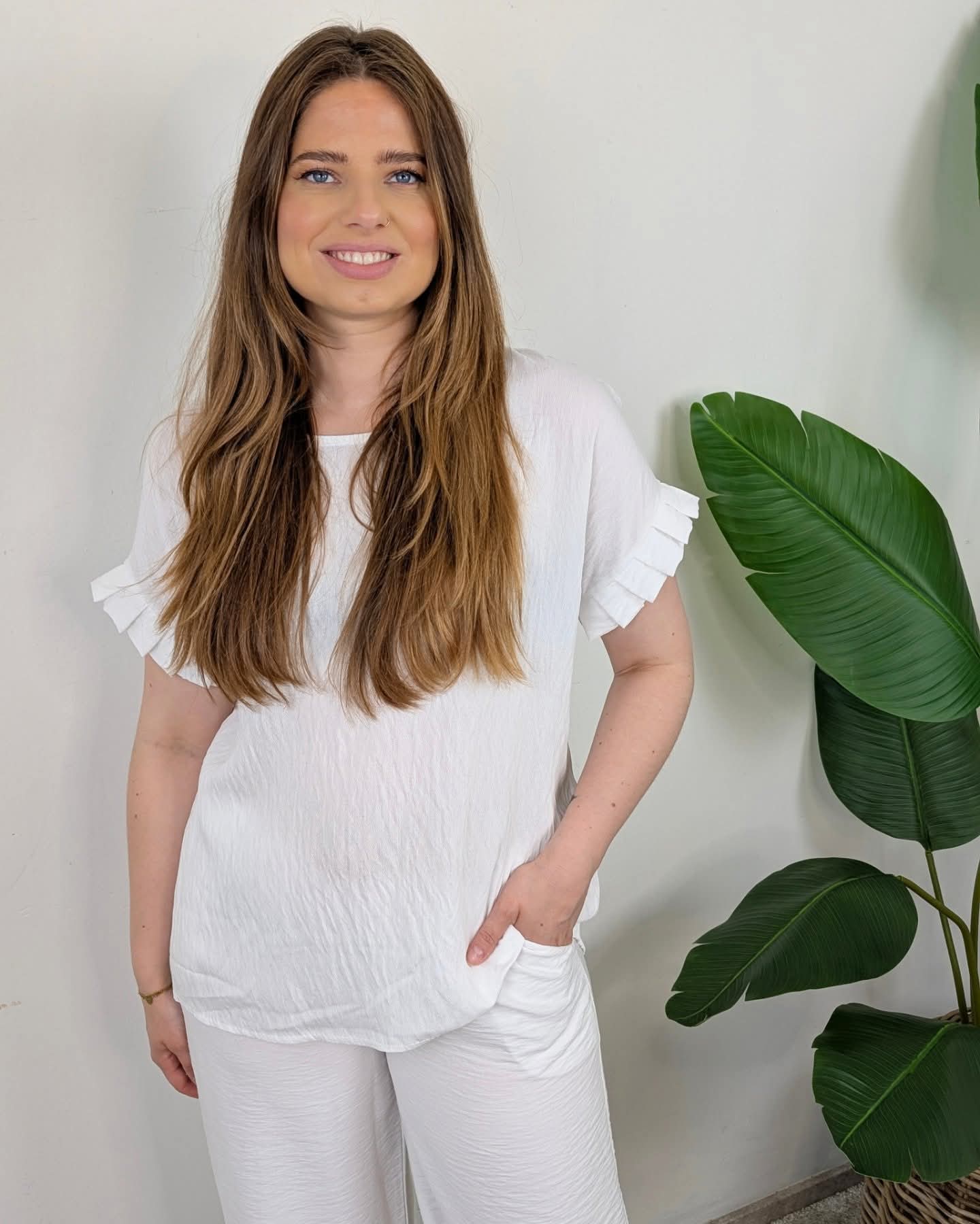 Babs ruffle top - Wit