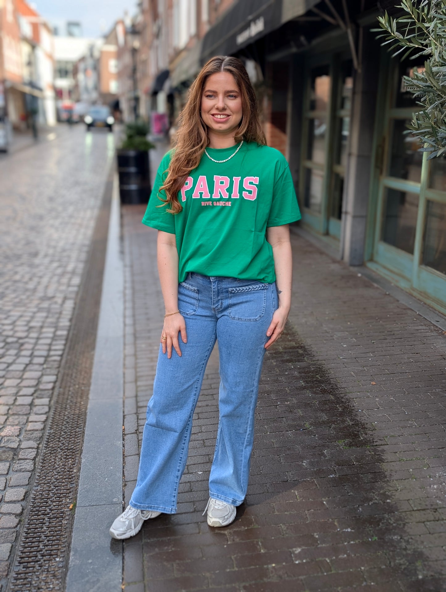 Paris shirt - Groen/Roze