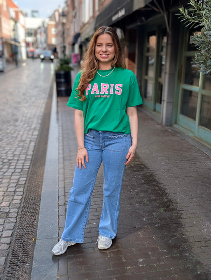 Paris shirt - Groen/Roze