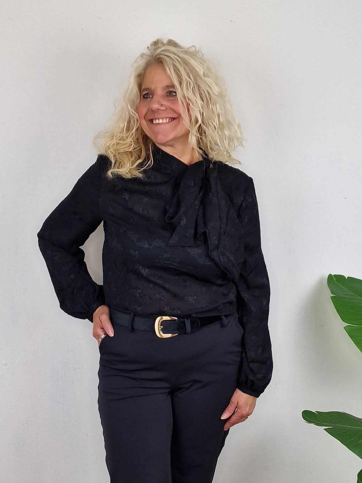 Alley strik blouse - Zwart