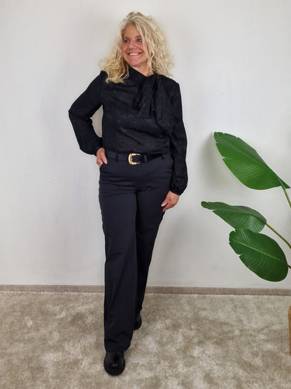 Alley strik blouse - Zwart