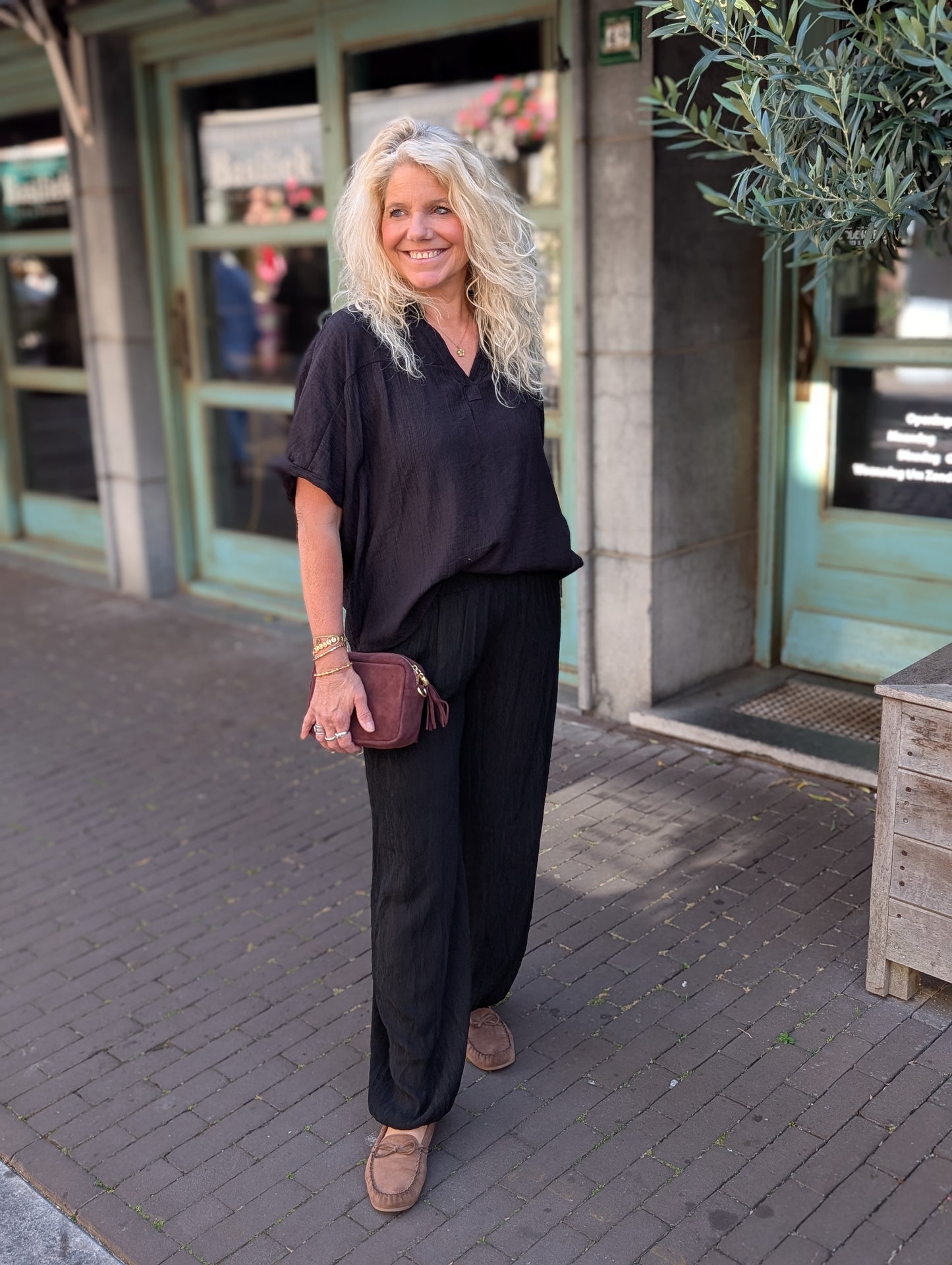 Blouse korte mouw Bibara - Zwart