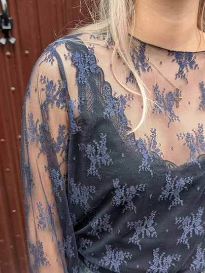 Cailey kanten top - Blauw