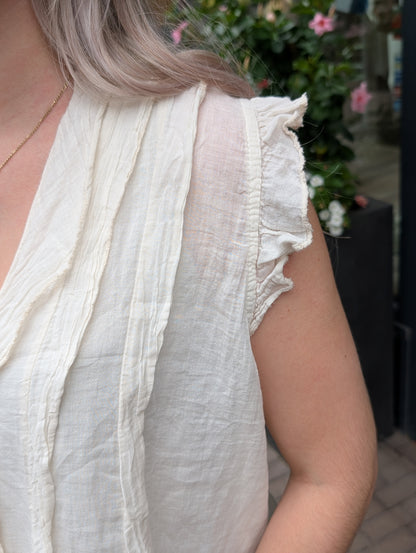 Katoenen ruffle top Marian - Ecru